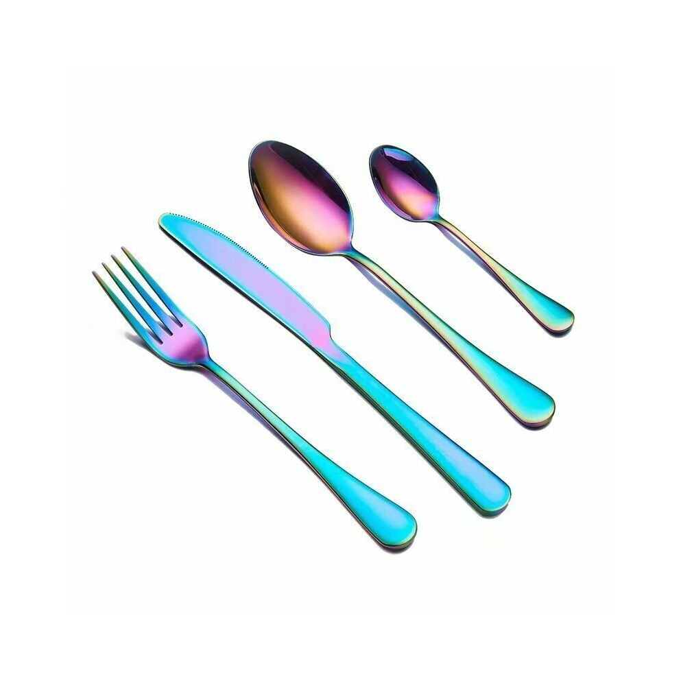 (Rainbow, China) Cutlery Set Stainless Steel Dinnerware Fork Spoon Knife Rainbow Kitchen Ware Set