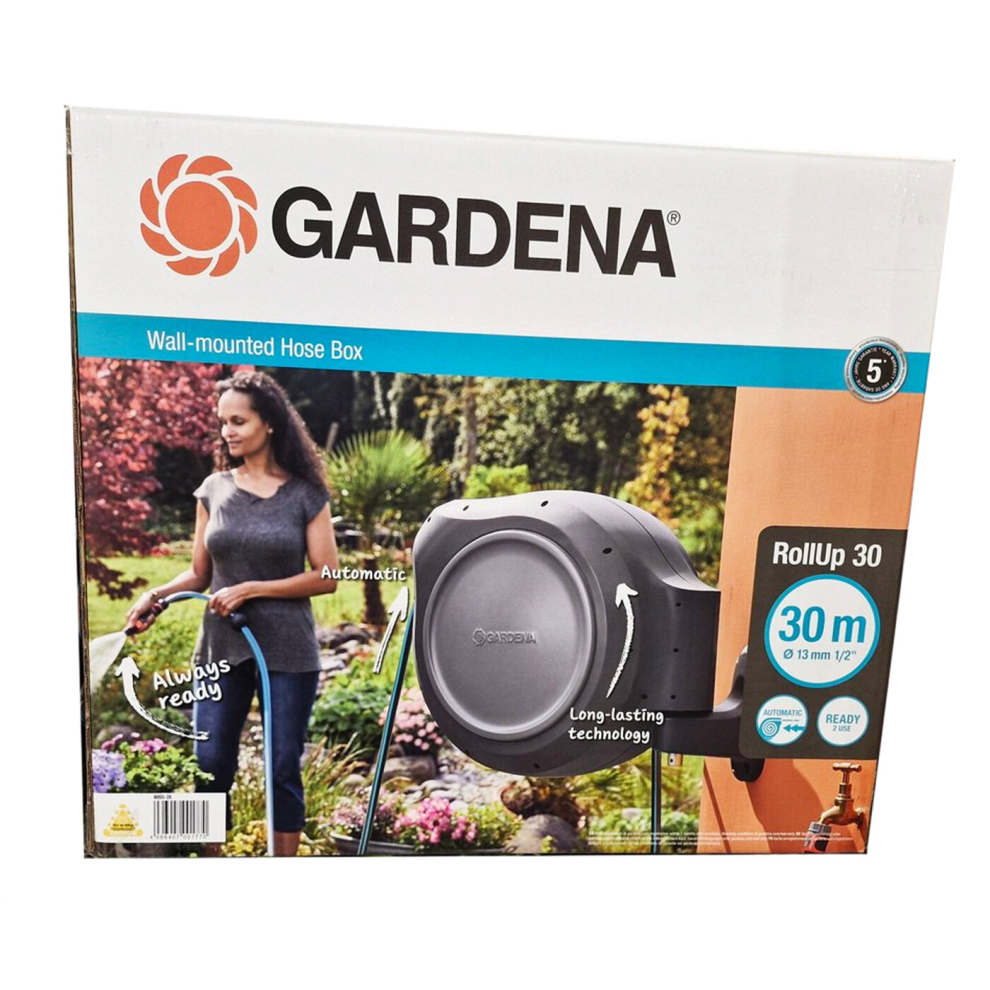Gardena 30M Wall Mounted Hosepipe Reel. Automatic Rewind