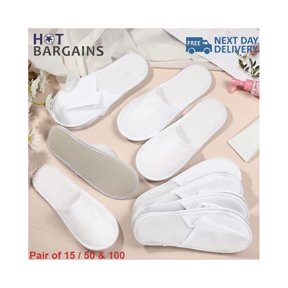 (100 Pairs) Spa Hotel Guest Slippers Closed Toe Towelling Disposable Terry Type 15-100 LOT