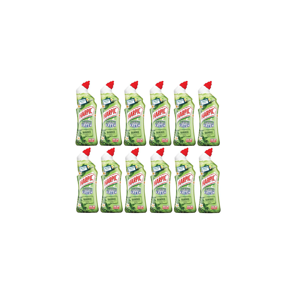 Harpic Active Fresh Bamboo Bathroom Toilet Cleaner - 12 x 750ml Bottles