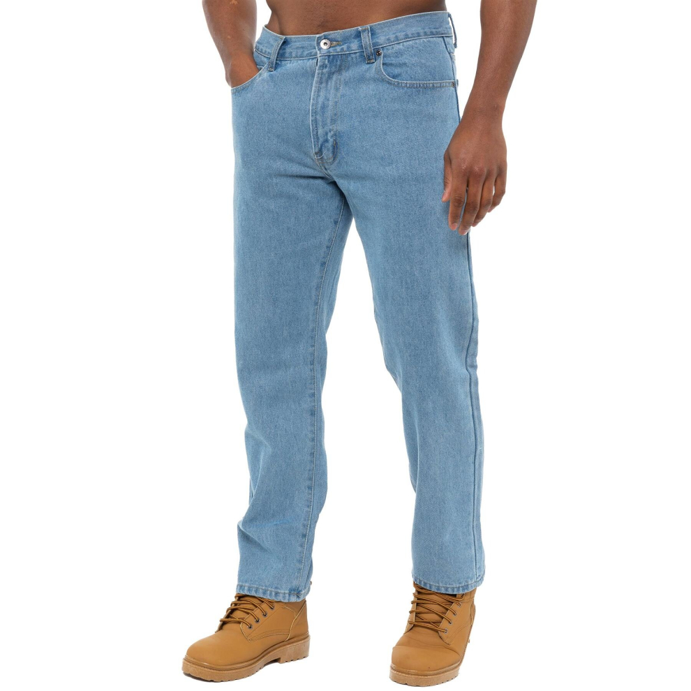 (Light Blue, 54W/28L) Blue Circle Mens Light Blue Classic Denim Jeans