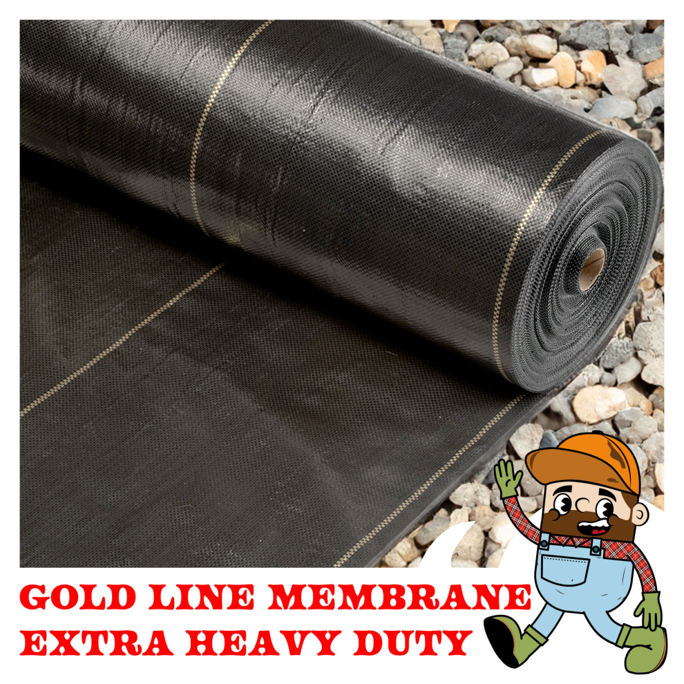 (2m x 10m) 125gsm Gold - Line EXTRA HEAVY DUTY Garden Weed Control Membrane Ground  Cover landscape Fabric Sheet 1m,2m,4m Wide Weed Mat