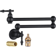 (Type B Black) Copper Pot fill Faucet Over Stove, Wall Mount Kitchen Faucet, Brass Folding Faucet Double Swing Arm