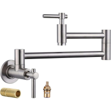 (Type A Brushed) Copper Pot fill Faucet Over Stove, Wall Mount Kitchen Faucet, Brass Folding Faucet Double Swing Arm