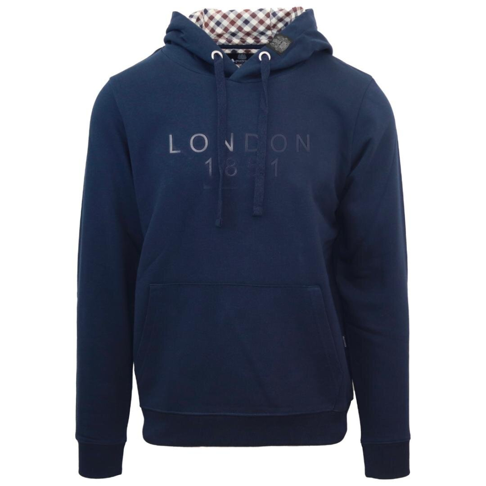 (XXL) Aquascutum Bold London 1851 Logo Navy Blue Hoodie