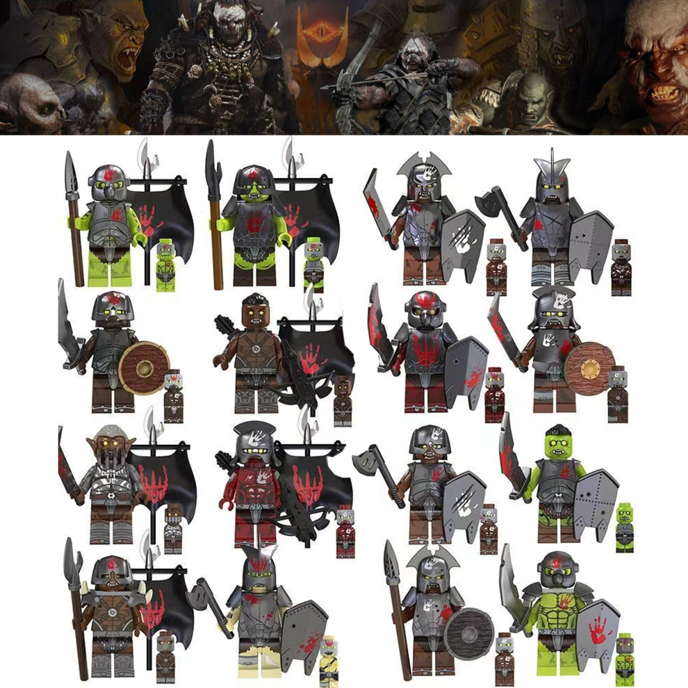 (16PCS Uruk-hai) 16PCS Lord of the Rings Uruk-hai Minifigures Toys Fit Lego