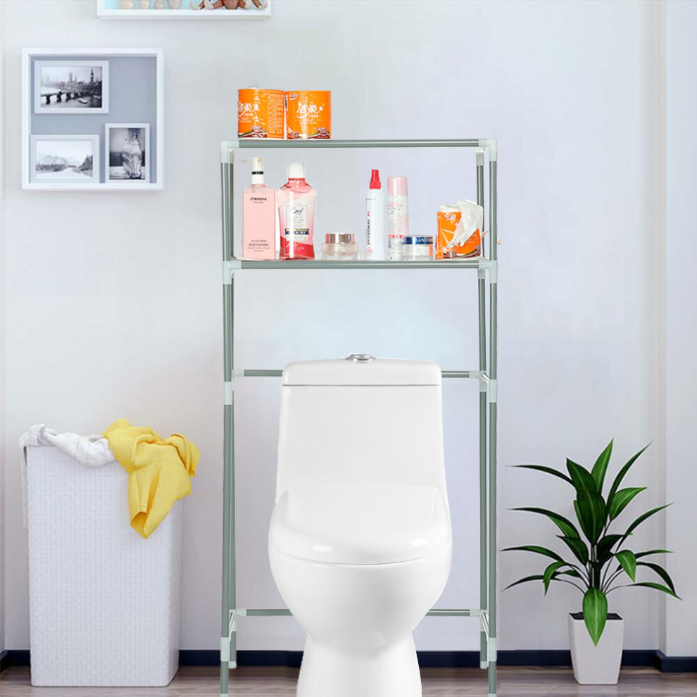 2-tier Bathroom Storage Shelf Above Washing Machine Toilet Floor-standing Rack