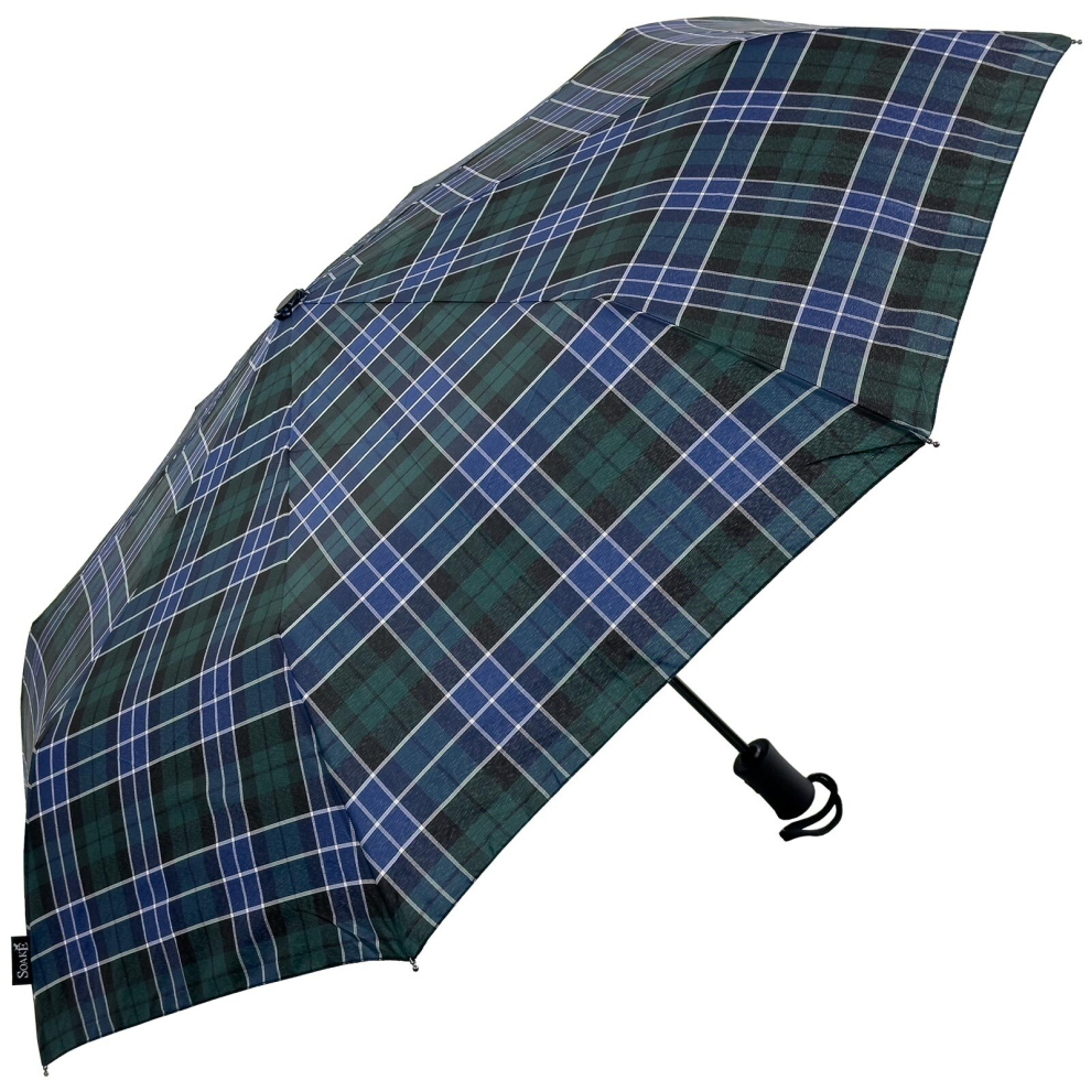 Soake Unisex Green Everyday Tartan Compact Folding Umbrella
