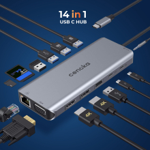 USB C Docking Station,14 IN 1 - Triple Display, 100W PD Charging