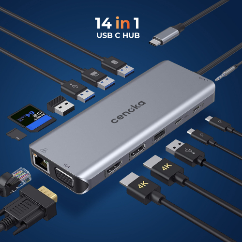 USB C Docking Station,14 IN 1 - Triple Display, 100W PD Charging