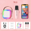 Mini Karaoke Machine for Kids Portable Bluetooth Speaker & 2 Microphone with LED 2
