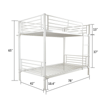 (White) Twin Over Bunk Bed Heavy Duty Bunk Bed Frame w/ Ladder & Safaty Guardrail