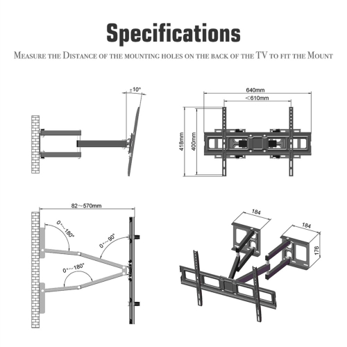 32"-70" Corner Full Motion Articulating TV Wall Mount Bracket VESA 600*400 1