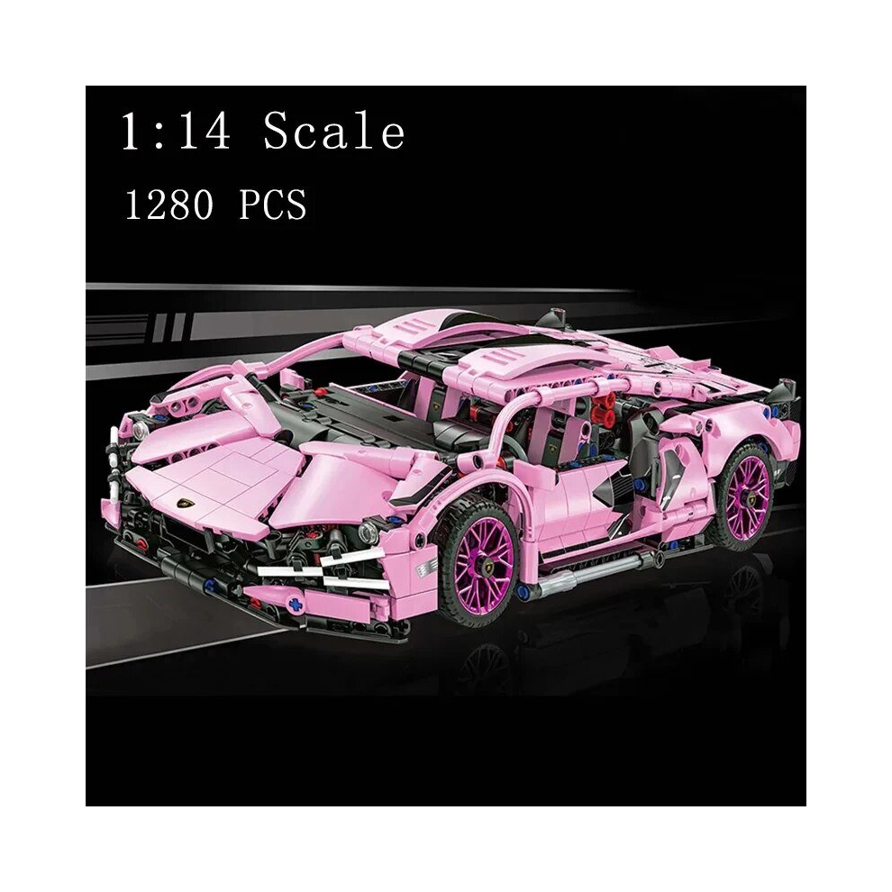 1280PCS Sakura Pink Sports Car Building Blocks Model City Racing Vehicle Series Assemble Bricks Toy For Children Christmas Gifts