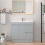 900mm Bathroom Vanity Unit & Basin Sink Storage Cabinet Light Grey 3