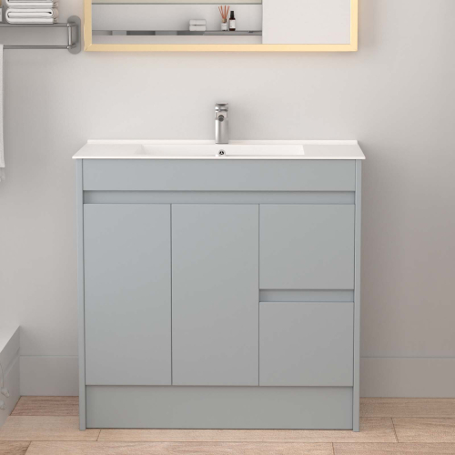 900mm Bathroom Vanity Unit & Basin Sink Storage Cabinet Light Grey