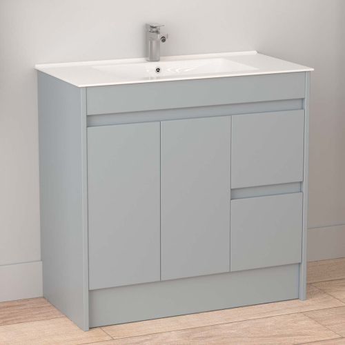 900mm Bathroom Vanity Unit & Basin Sink Storage Cabinet Light Grey 1