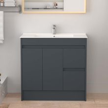 900mm Bathroom Vanity Unit & Ceramic Basin Freestading Cabinet Grey