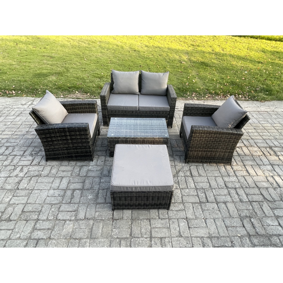 Fimous Outdoor Lounge Sofa Set Wicker Rattan Garden Furniture Set with Coffee Table