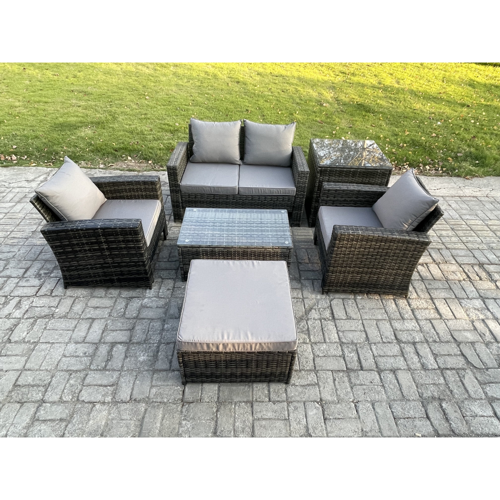 Fimous Outdoor Lounge Sofa Set Wicker Rattan Garden Furniture Set with Coffee Table Double Seat Sofa