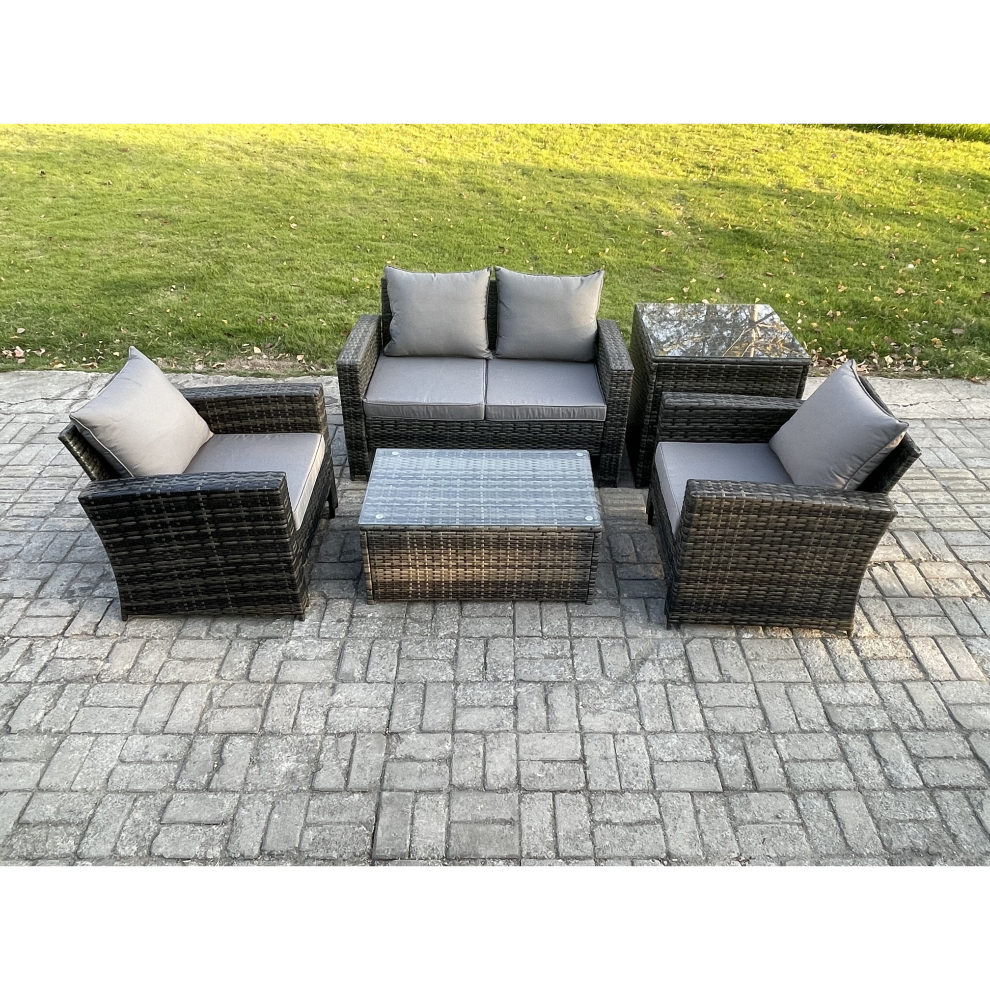 Fimous Outdoor Lounge Sofa Wicker PE Rattan Garden Furniture Set with Coffee Table