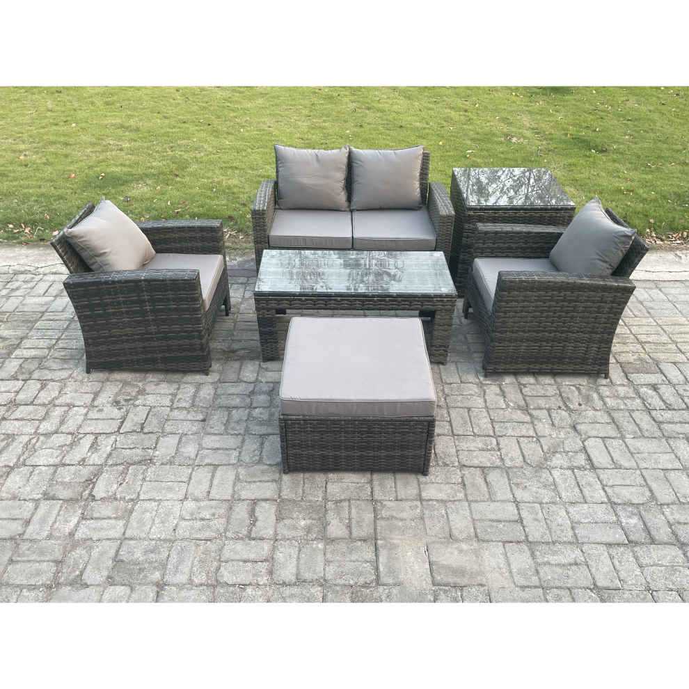 Fimous 5 Seater Outdoor Rattan Garden Furniture Set Patio Lounge Sofa Set with Coffee Table