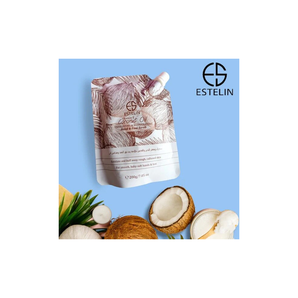 Estelin Coconut Oil & Vitamin E Exfoliating & Rejuvenating Hand & Foot Scrub 200 g