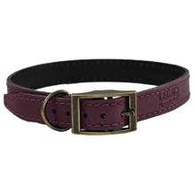 (Small, Merlot) HugglePets Legacy Leather Dog Collar