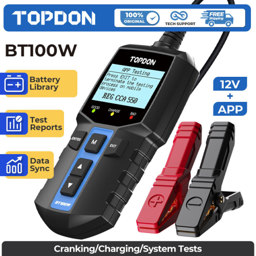 TOPDON BT100W 12V Car Battery Tester Bluetooth Wireless Charging