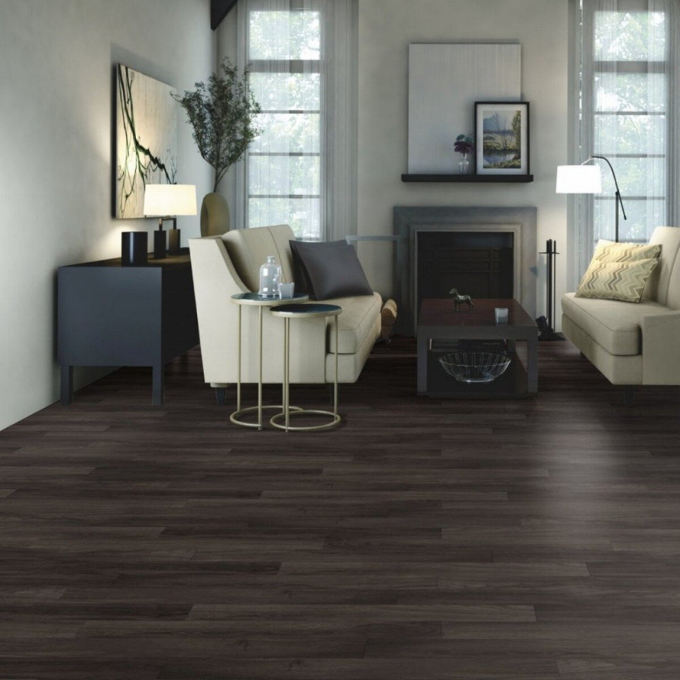 (2M(6'6") X 2M(6'6")-4Mâ², Dark Black Narrow Plank 01) Narrow Wood Effect Lino Vinyl Flooring For Livingroom Kitchen Vinyl Sheet 9506942351268