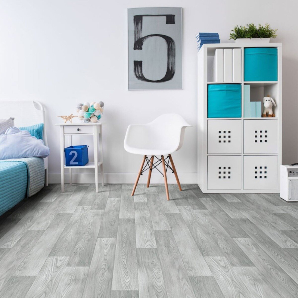 (4m(13'1") X 2m(6'6")-8mÂ², Silver Narrow Plank 006) Narrow Pattern Wood Effect Lino Vinyl Flooring For LivingRoom Kitchen VinylSheet-image-OPC-PDDRQHS-NEW
