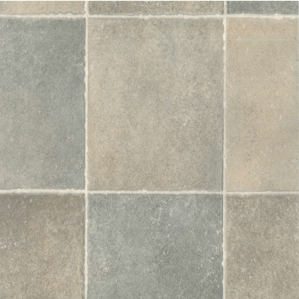 Mega Flooring Uk Light (5M(16'4") X 2M(6'6")-10Mâ², Neutral Chequers) Tile Stone Effect Lino Vinyl Flooring For Livingroom Kitchen Sheet Vinyl