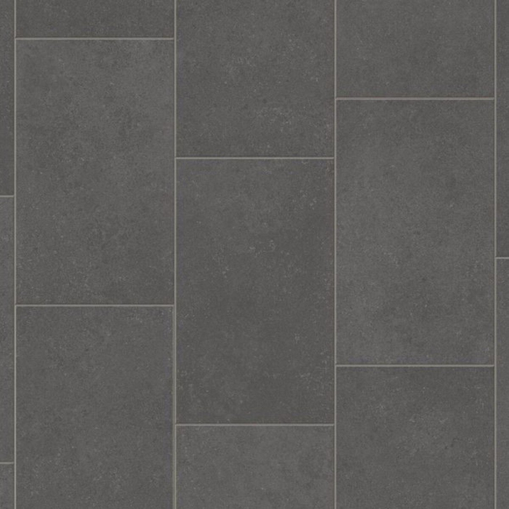Mega Flooring Uk Grey (4M(13'1") X 3M(9'9")-12Mâ², Chequers) Tile Stone Effect Lino Vinyl Flooring For Livingroom Kitchen Sheet Vinyl
