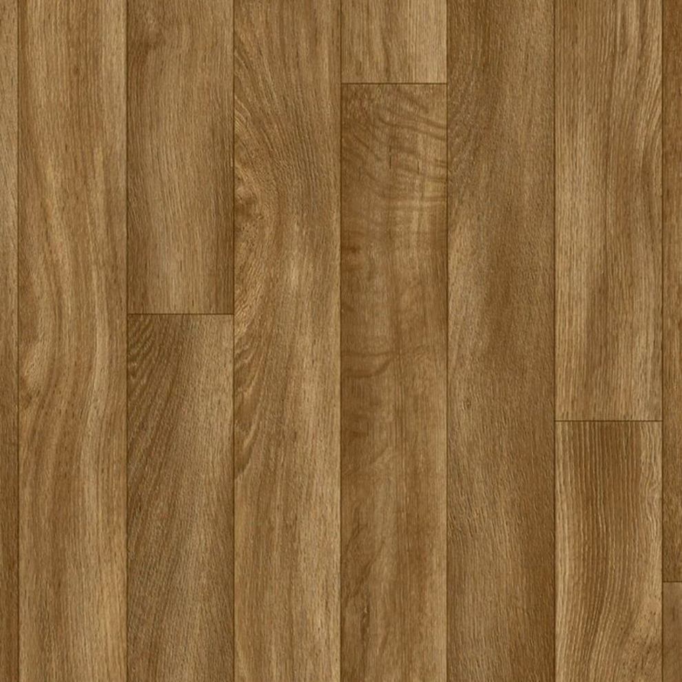 (1m(3'3") X 2m(6'6")-2m², Exeter Brown Narrow Plank) Cushion Backed Non Slip Wood Effect Lino Vinyl Flooring For Home Kitchen Bedroom