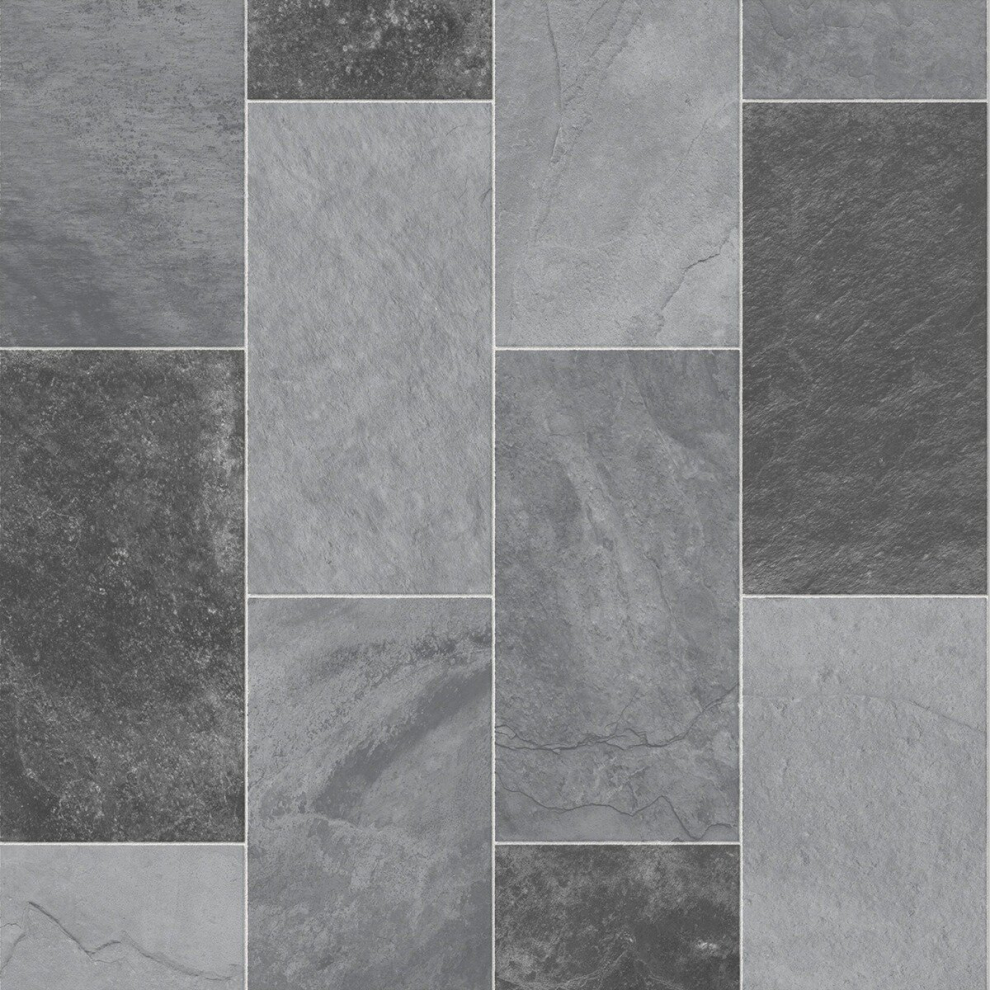 (2m(6'6") X 3m(9'9")-6m², Silver Grey Marble) Marble Effect Anti-Slip Lino Vinyl Flooring For LivingRoom Kitchen Vinyl Sheet