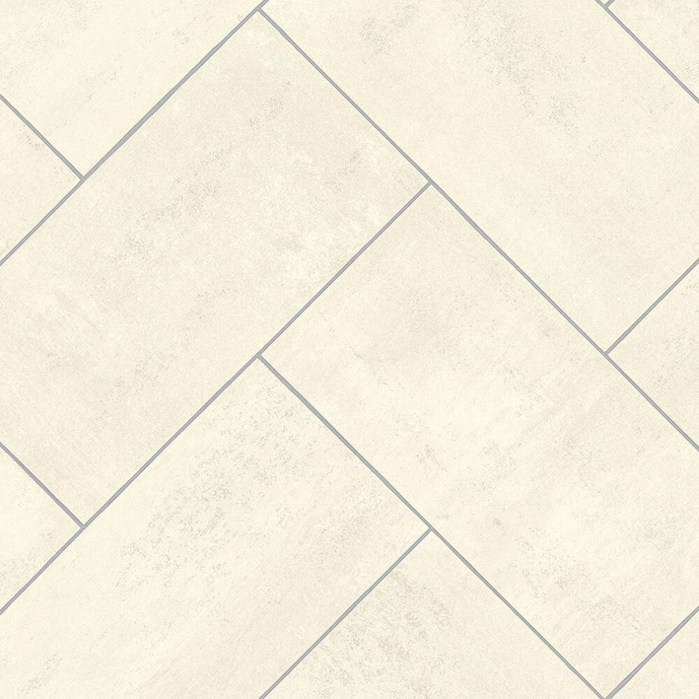 Mega Flooring Uk Cream (4M(13'1") X 4M(13'1")-16Mâ², Uranus Tile) Tile Effect Anti Slip Lino Vinyl Flooring For Livingroom, Kitchen Sheet Vinyl