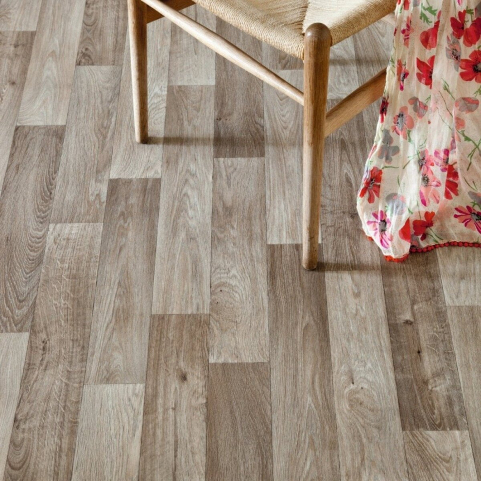(5M(16'4") X 4M(13'1")-20Mâ², Truro Beige Narrow Plank) Narrow Pattern Wood Effect Thick Lino Vinyl Flooring For Livingroom Kitchen 9502315516135