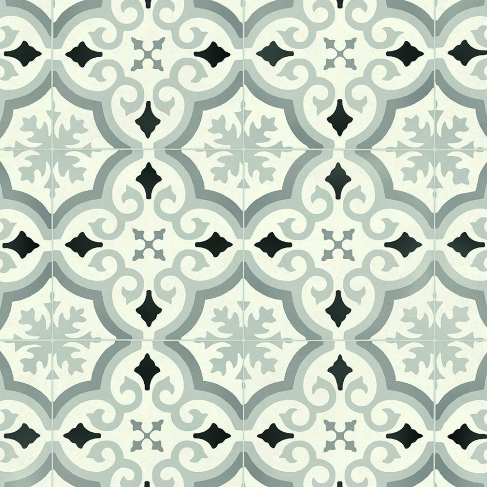 Mega Flooring Uk Grey/Cream (5M(16'4") X 3M(9'9")-15Mâ², Pluto Vintage) Vintage Morrocon Effect Vinyl Flooring For Livingroom, Kitchen,Thick Vinyl Sheet