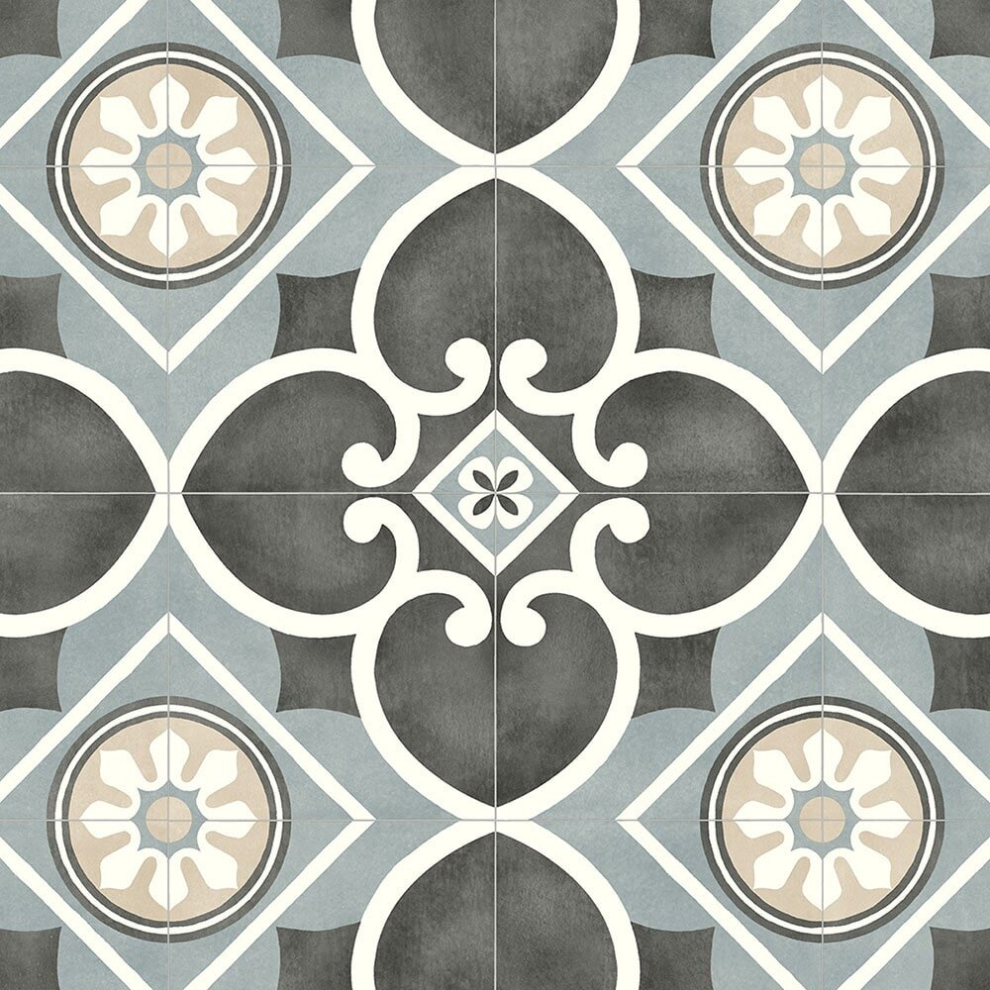 Mega Flooring Uk Grey/White (5M(16'4") X 3M(9'9")-15Mâ², Neptune Vintage) Vintage Morrocon Effect Vinyl Flooring For Livingroom, Kitchen,Thick Vinyl Sheet