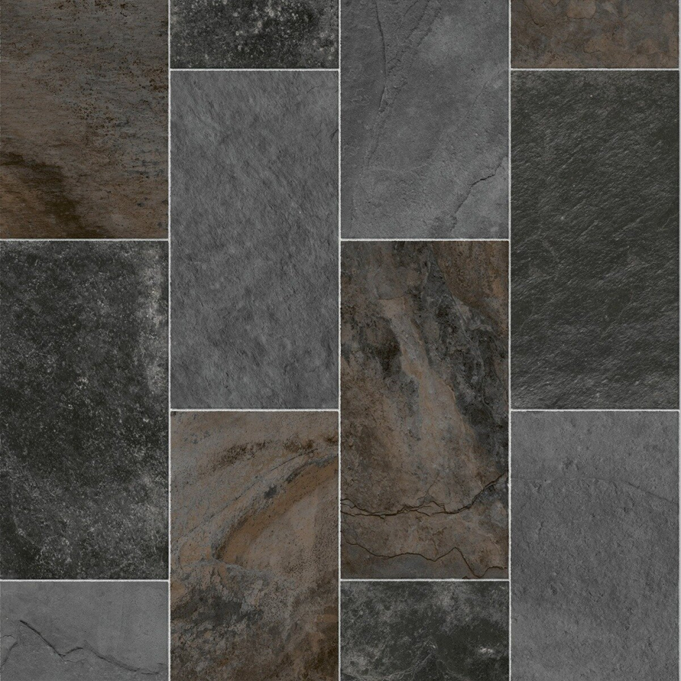 (2m(6'6") X 2m(6'6")-4m², Grey Marble) Marble Effect Anti-Slip Lino Vinyl Flooring For LivingRoom Kitchen Vinyl Sheet