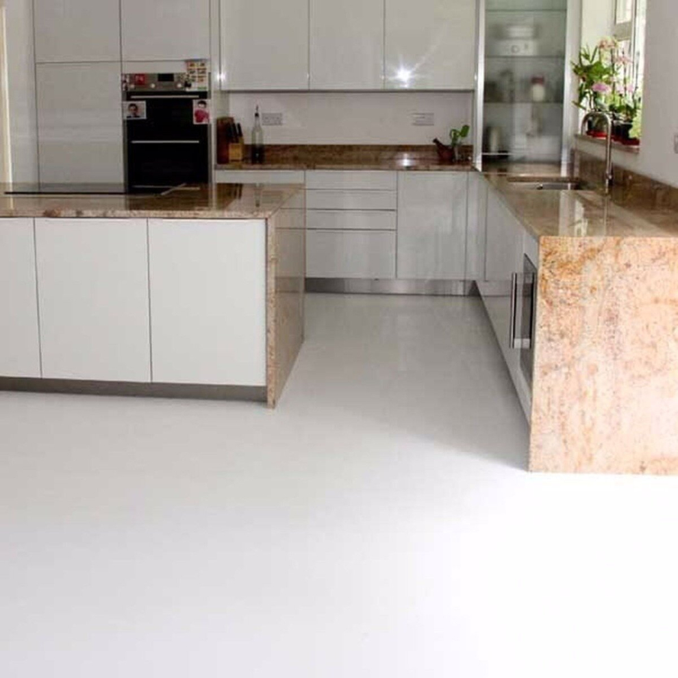 (1M(3'3") X 4M(13'1")-4Mâ², White Concrete 01) Concrete Effect Vinyl Flooring For Livingroom Kitchen Cushion Backed Vinyl Sheet 9505845838814