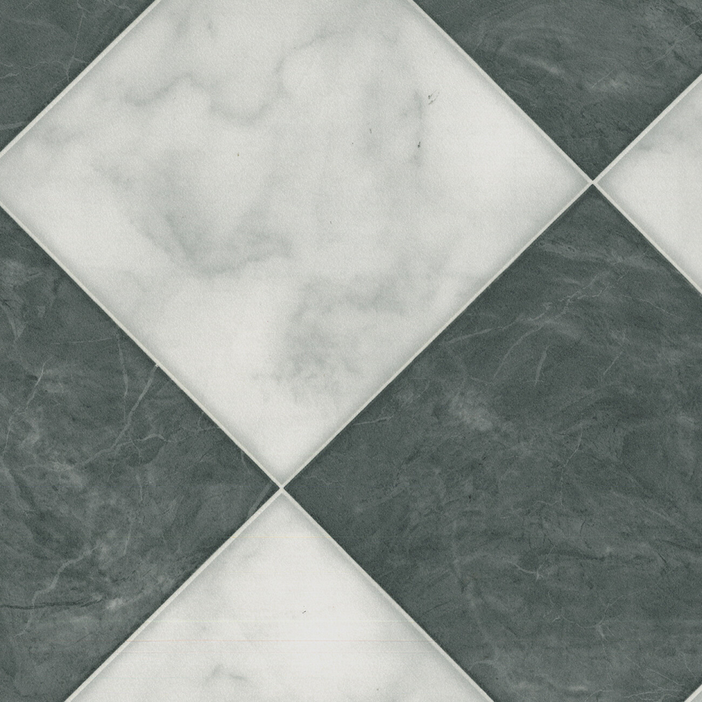 (2m(6'6") X 2m(6'6")-4m², White Black Chequers 02) Stone Tile Effect NonSlip Lino Vinyl Flooring For LivingRoom Kitchen Sheet Vinyl