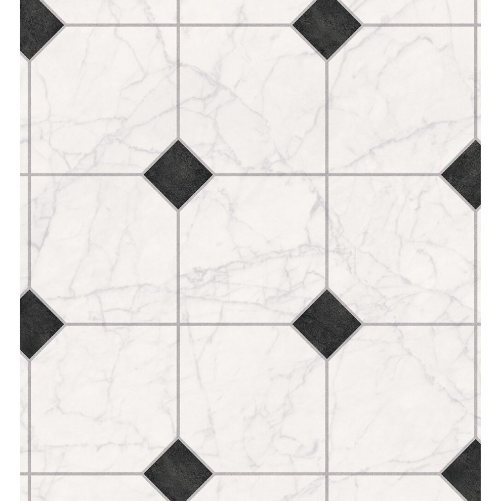 (7m(23') X 3m(9'9")-21mÂ², White Black Chequers 05) Stone Tile Effect NonSlip Lino Vinyl Flooring For LivingRoom Kitchen Sheet Vinyl-image-OPC-PDDRVPX-NEW