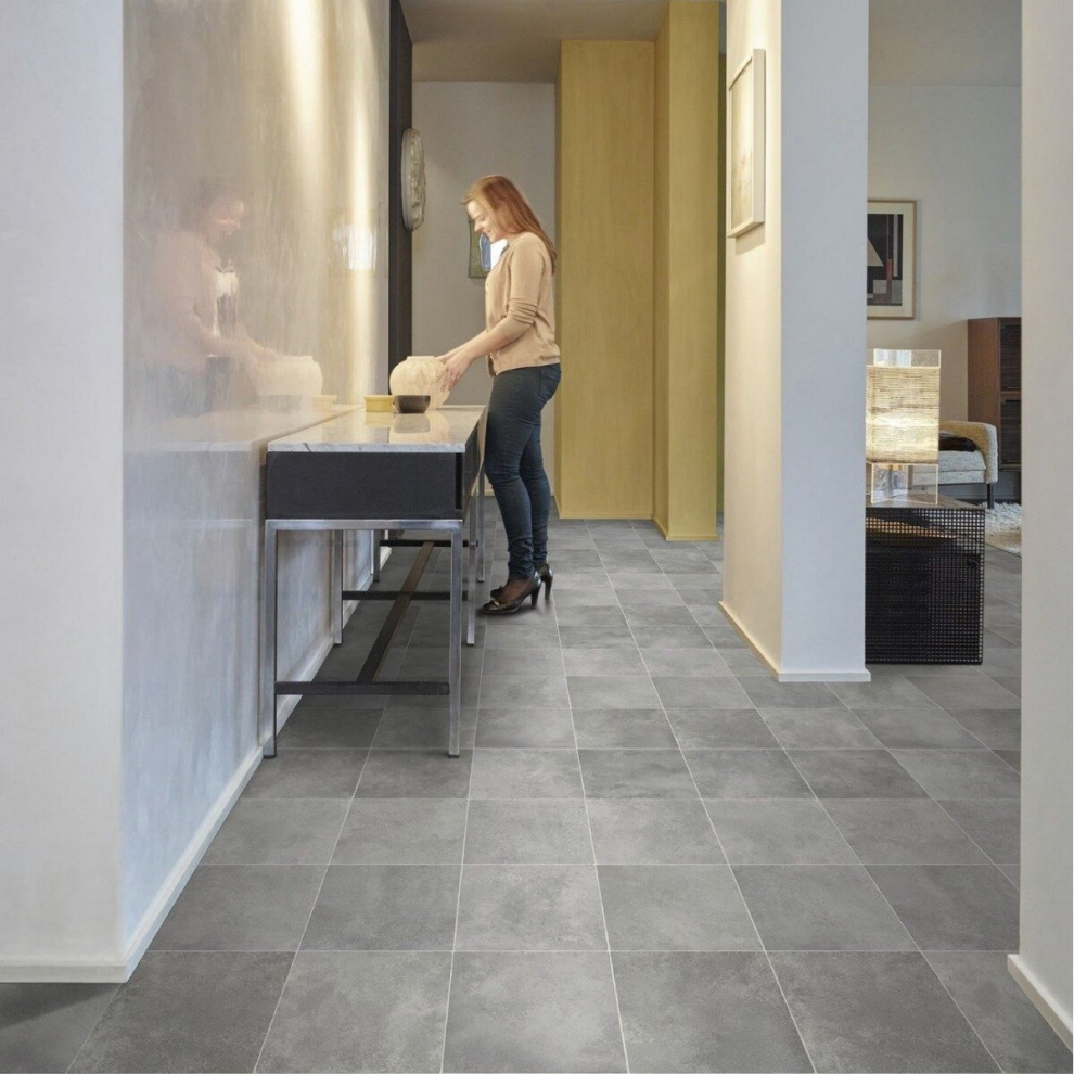 Photos - Area Rug X 3m(9'9")-6m², Earth Silver Blocks) Tile Effect Non Slip Blocks Pattern Lino Vinyl Flooring For Home Kitchen Bed(2m(6'6")