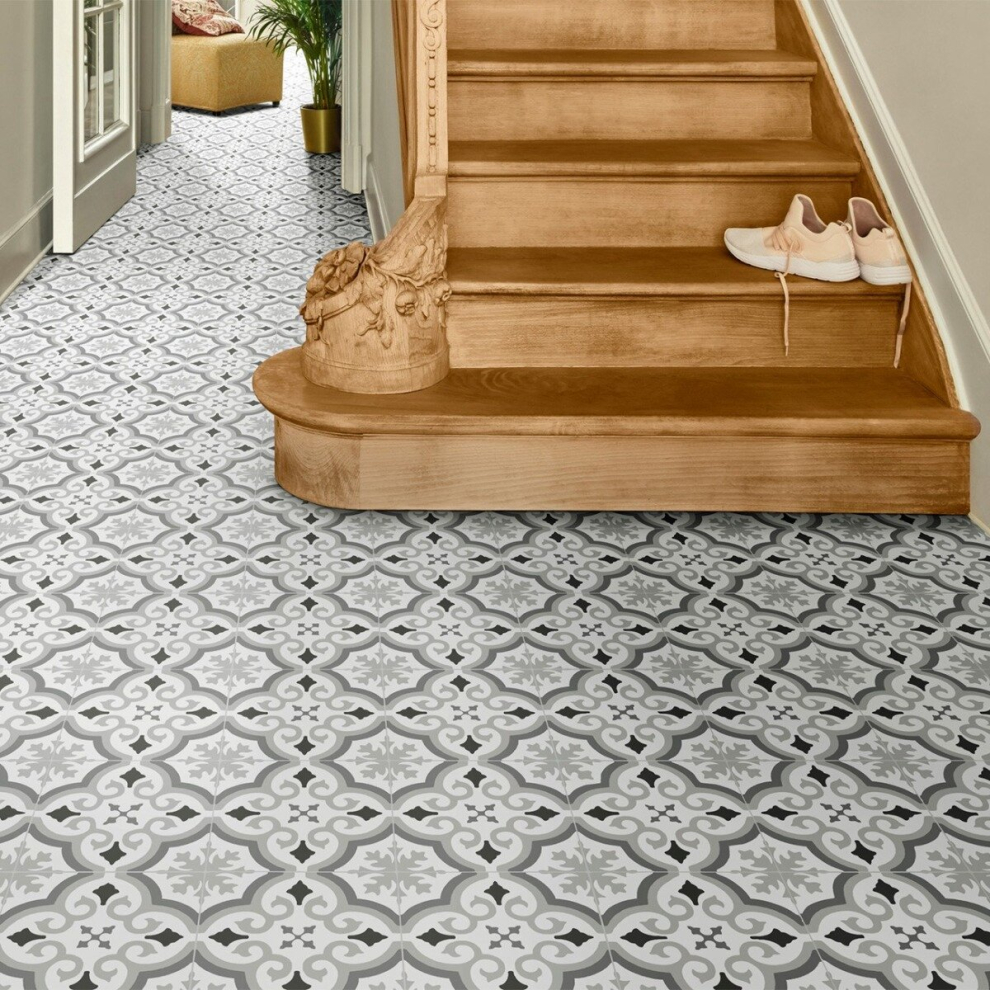 (3m(9'9") X 4m(13'1")-12m², Light Grey Designer 03) Designer Effect Non Slip Vinyl Flooring For Kitchen LivingRoom Sheet Vinyl