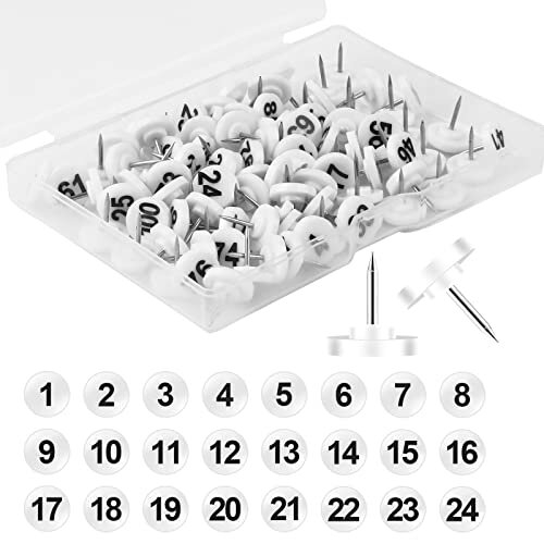 KINBOM 100pcs Numbered Push Pin Tacks, 1100 Sequential Number Tacks