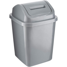 (Grey) MantraRaj 5L Bathroom Bin Swing Top Dust Bin Plastic Waste Paper Basket Rubbish Trash Can Square