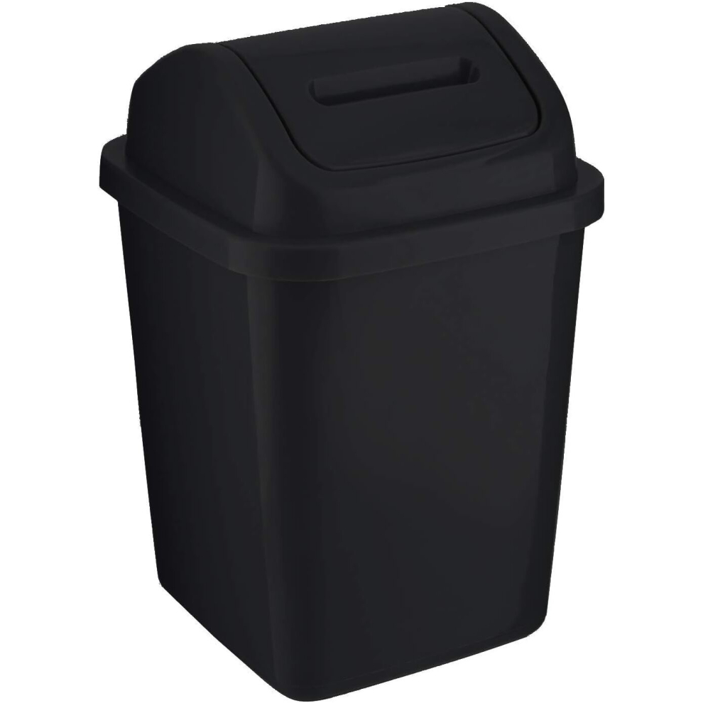 (Black) MantraRaj 5L Bathroom Bin Swing Top Dust Bin Plastic Waste Paper Basket Rubbish Trash Can Square