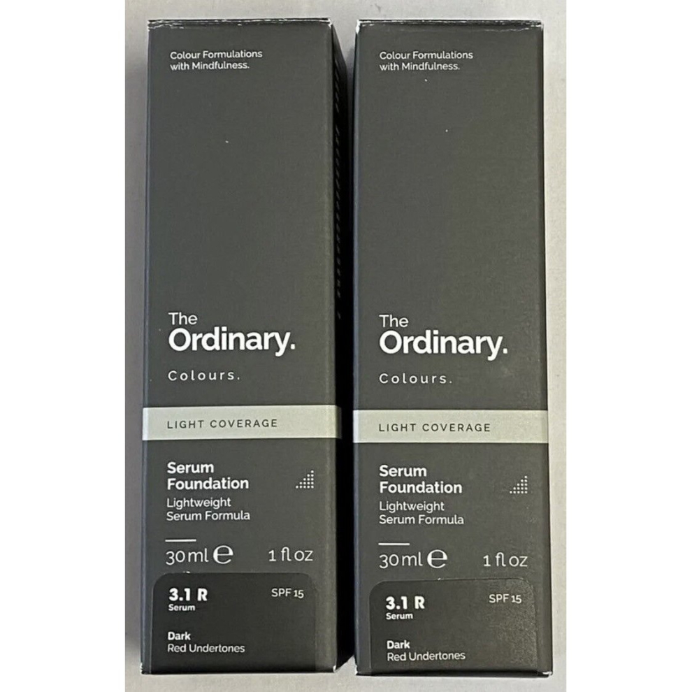 2x The Ordinary Colours Full Coverage Foundation 3.1R Dark Red Undertones NEW