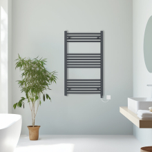 (Anthracite, 1000x600mm) Prefilled Electric Straight Heated Towel Rail Radiator Ladder Warmer